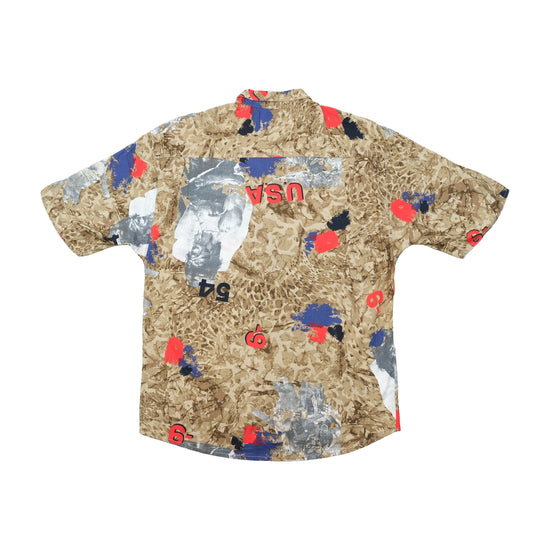 Camisa Made in Italy em algodão com estampado de Colagem abstrato