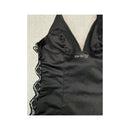 Fifi &amp; Brandi Rhinestone Logo Lace Trim Halter Dress