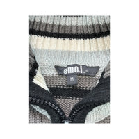 emo! Striped Zip Front Knit Sweater