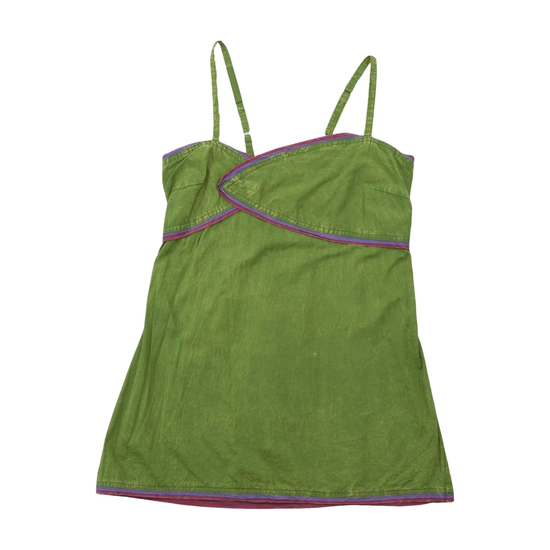 Contro Corrente Vintage Green Cotton Contrast Trim Camisole Blouse