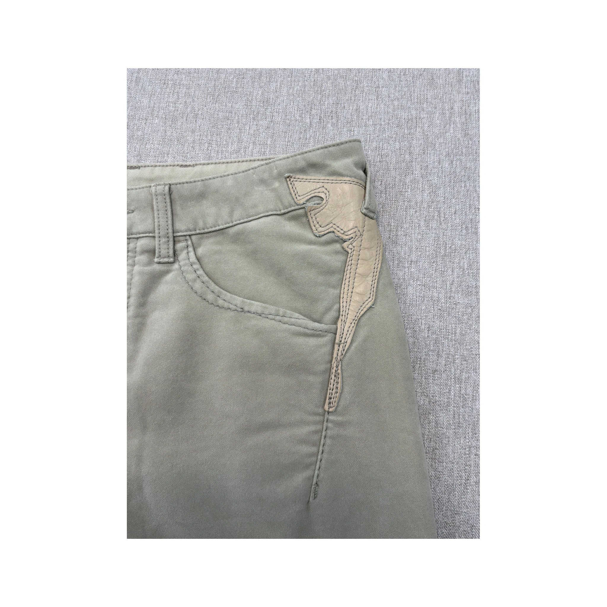 Marithé + François Girbaud Beige Embroidered Flap Pocket Five-Pocket Jeans