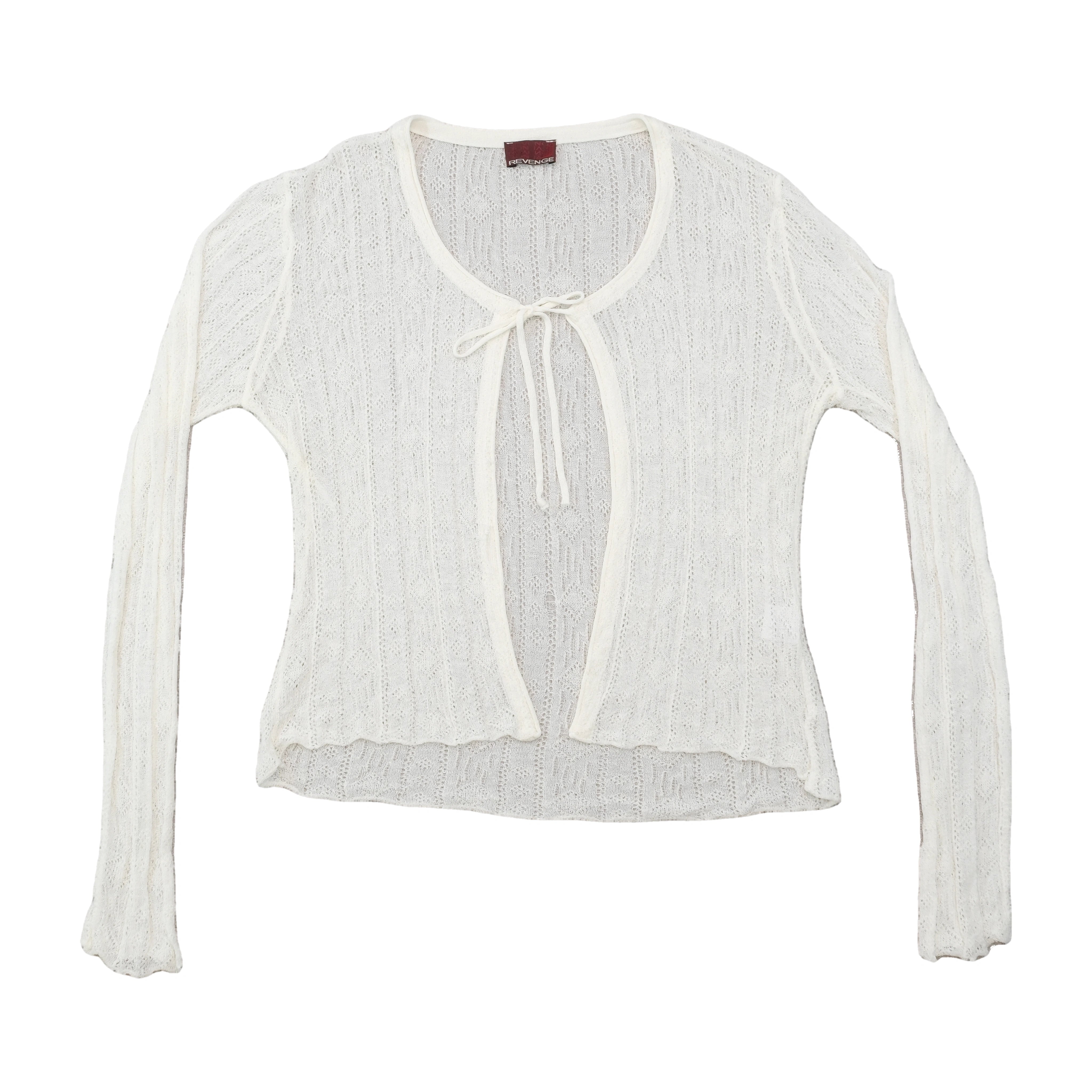 Revenge Open Knit Tie Front Cardigan