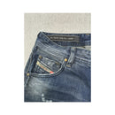Diesel Distressed Repaired Washed Blue Cotton Denim Jeans