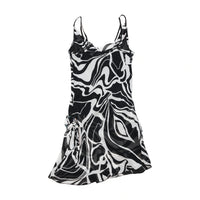 Specchio Abstract Print Cowl Neck Slip Dress