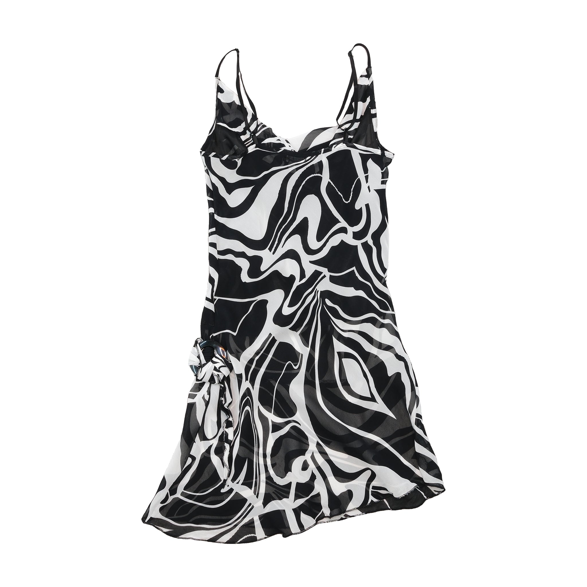 Specchio Abstract Print Cowl Neck Slip Dress