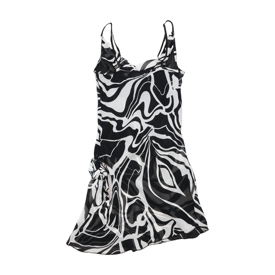 Specchio Abstract Print Cowl Neck Slip Dress