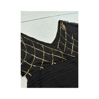 Black Silk Sequin Embellished Flutter Sleeve Blouse