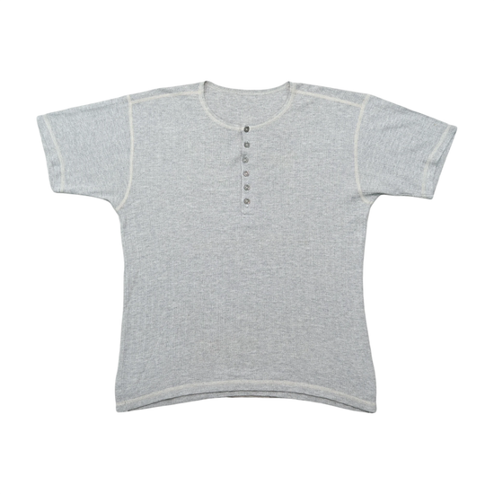 Vintage Heather Gray Ribbed Henley Shirt
