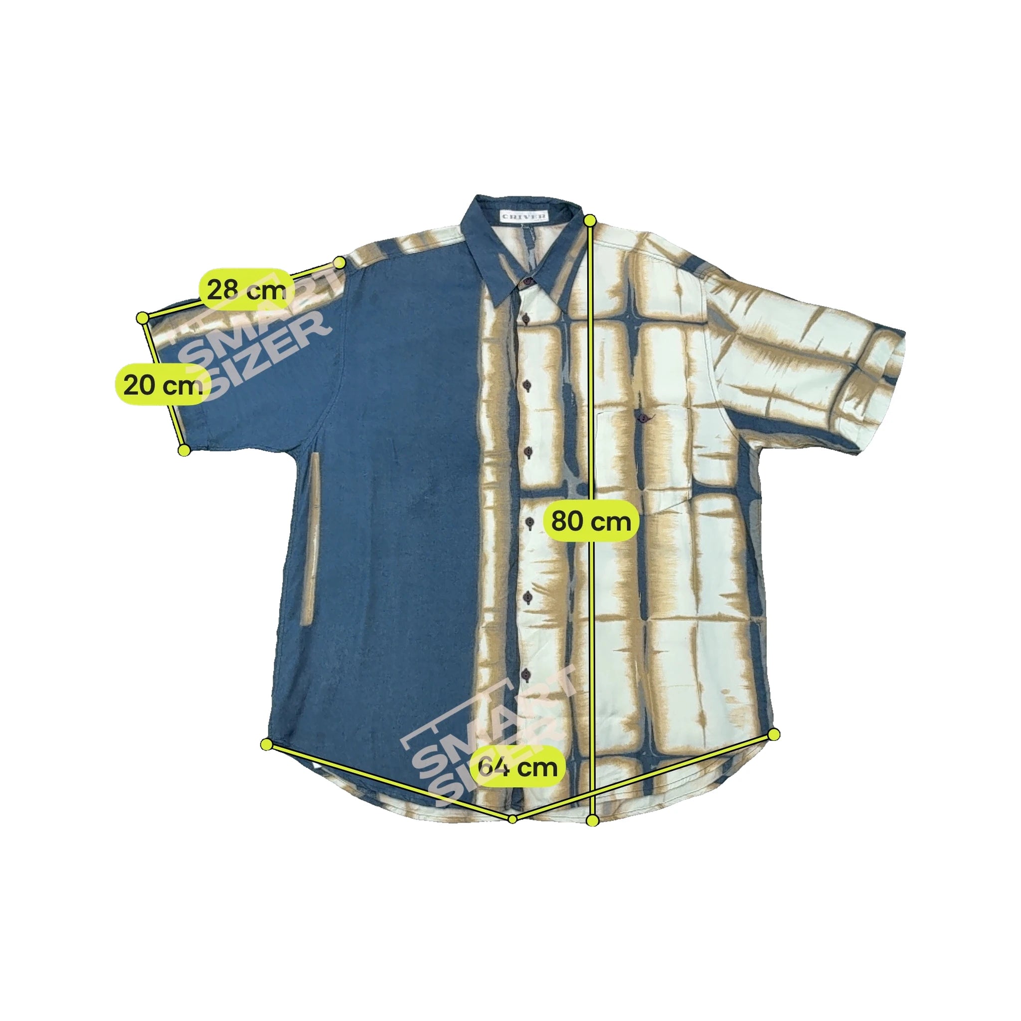 Camisa CRIVER em Viscose de Manga curta com estampado de Grelha abstrato