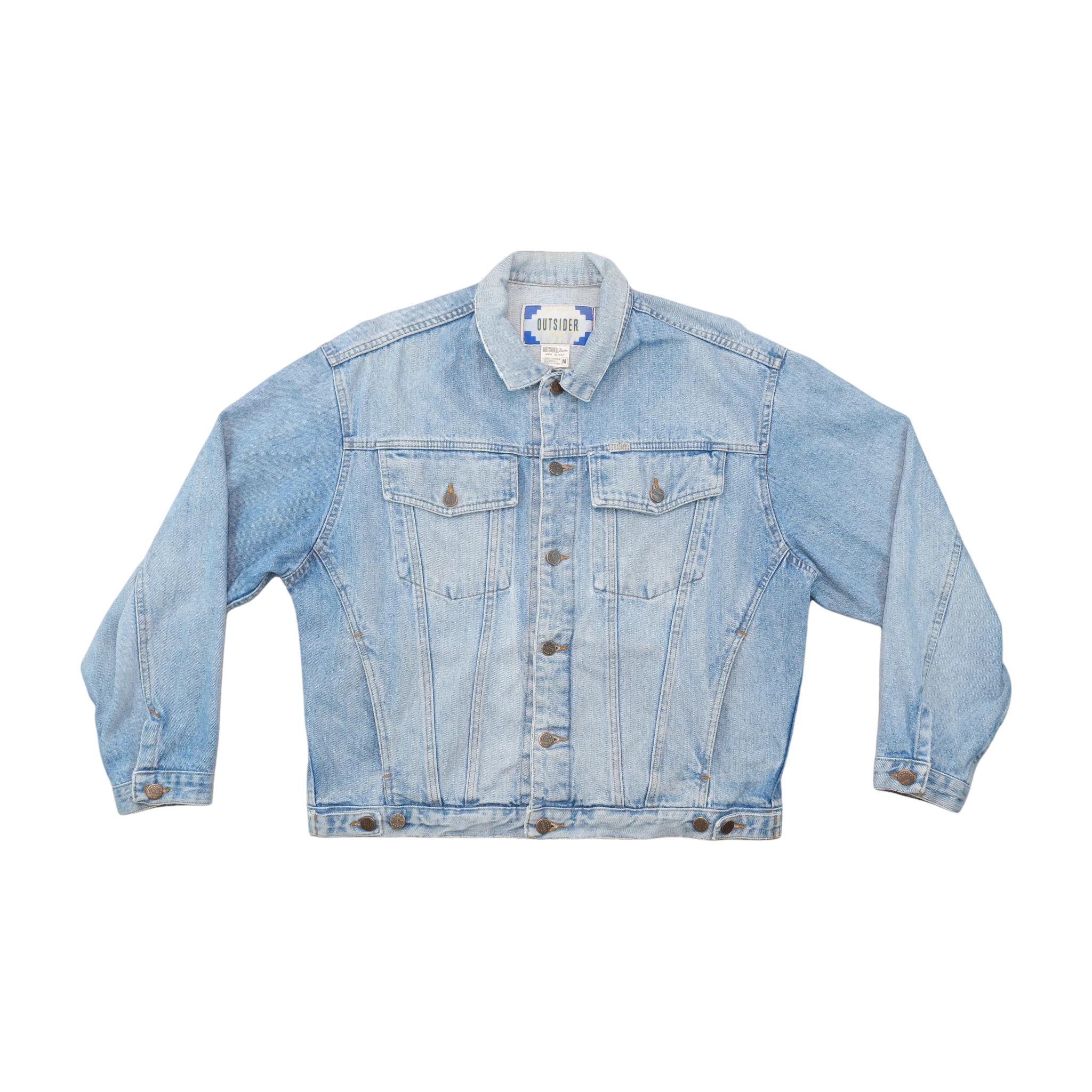 Outsider Italia Vintage Light Wash Cotton Denim Trucker Jacket