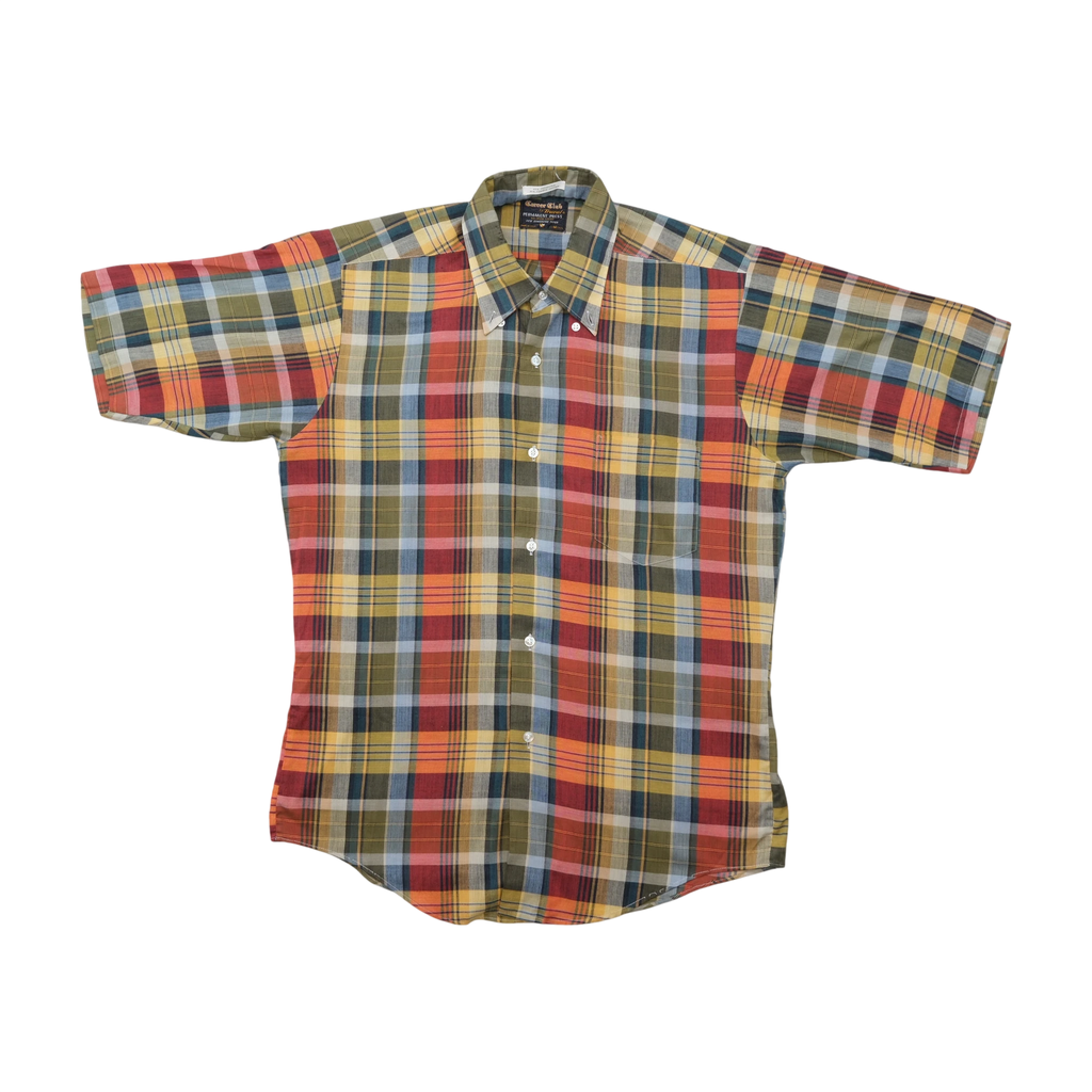 Career Club Madras Plaid Short Sleeve Cotton Blend Shirt