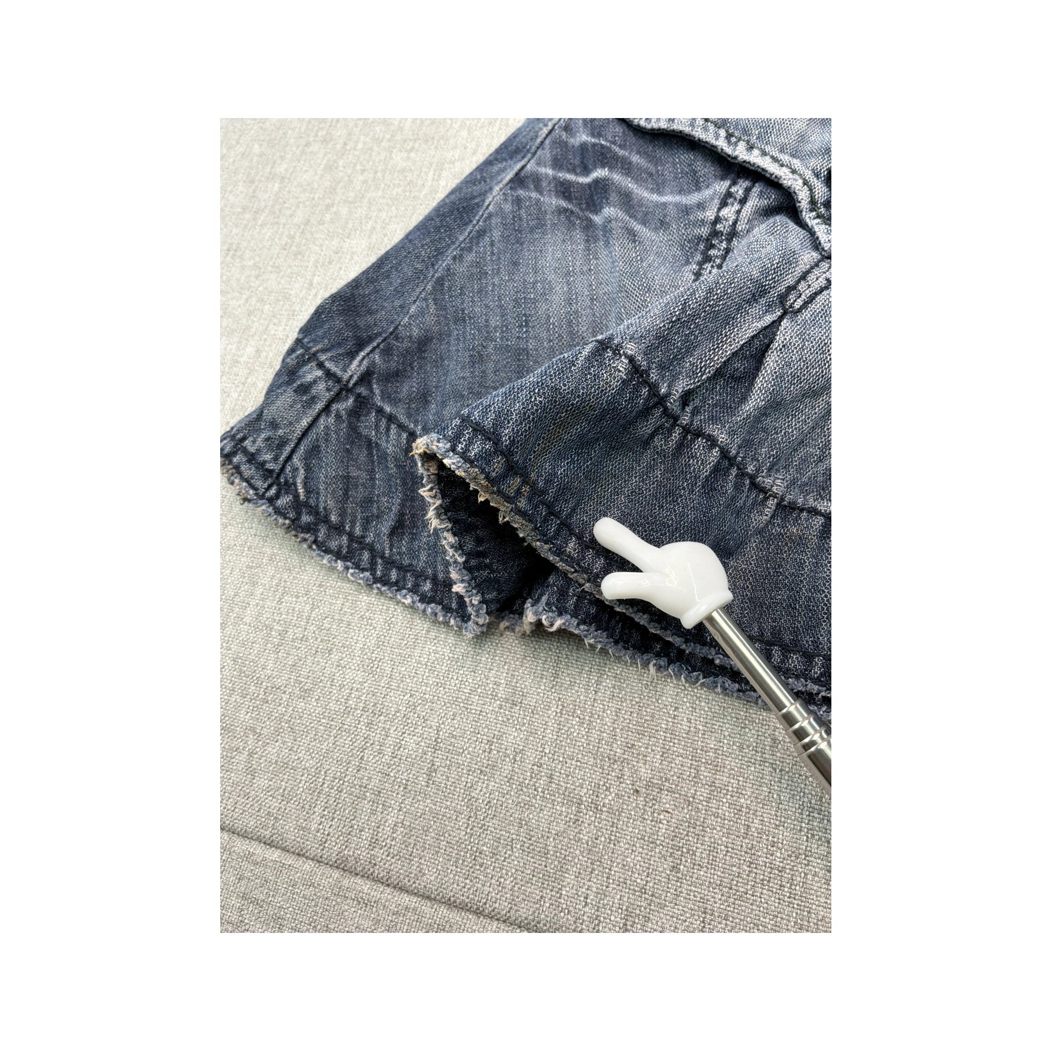 Miss Sixty Denim Mini Skirt with Flap Pockets and Clover Appliqué
