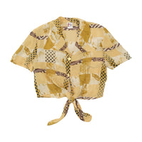 b previousti Patchwork Print Button Up Shirt