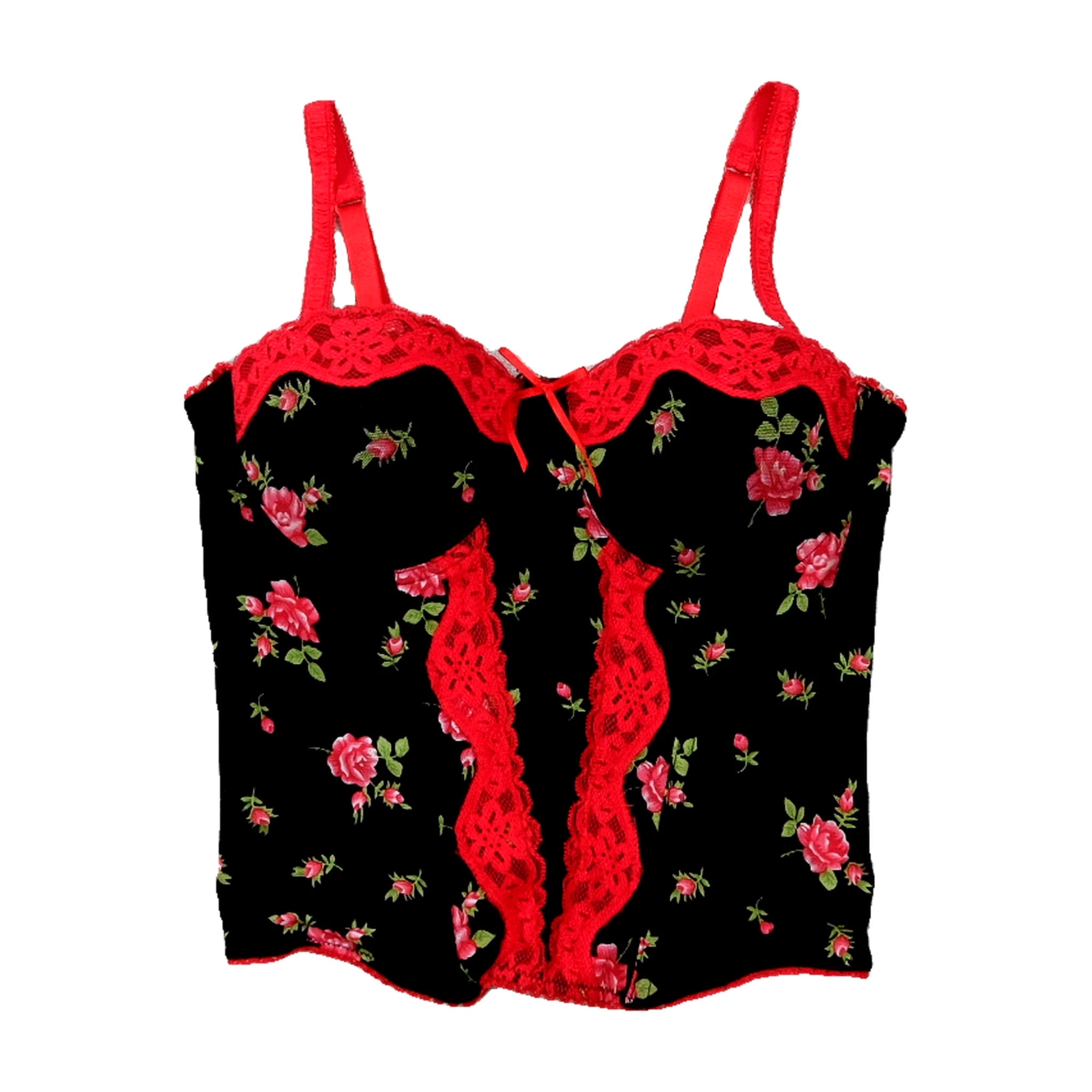 Black Cami Lingerie Top with Roses