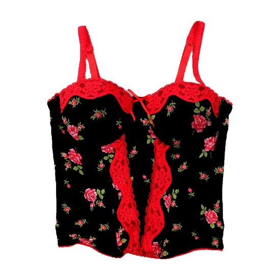 Black Cami Lingerie Top with Roses