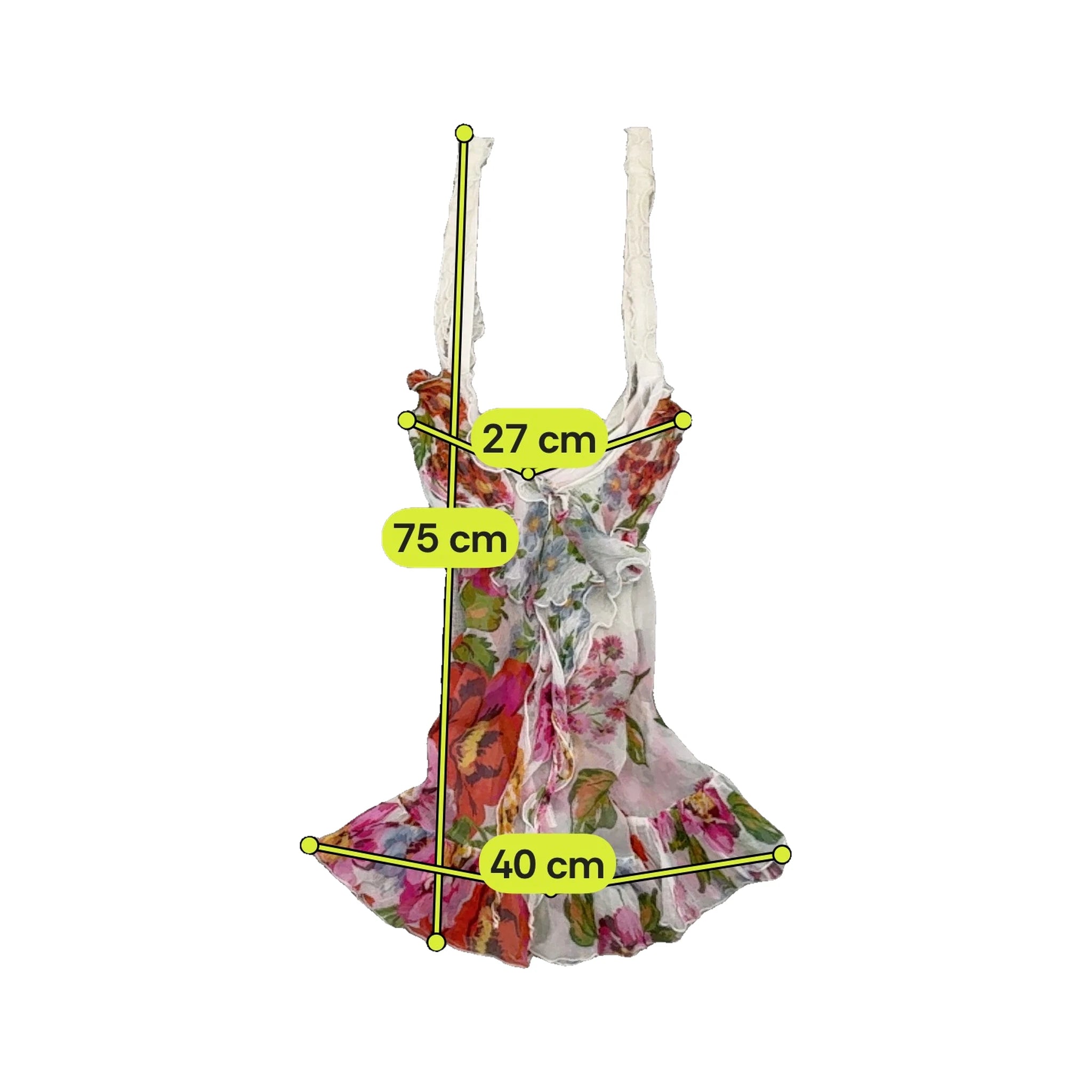 XS Milano Floral Ruffle Sheer Tank Top