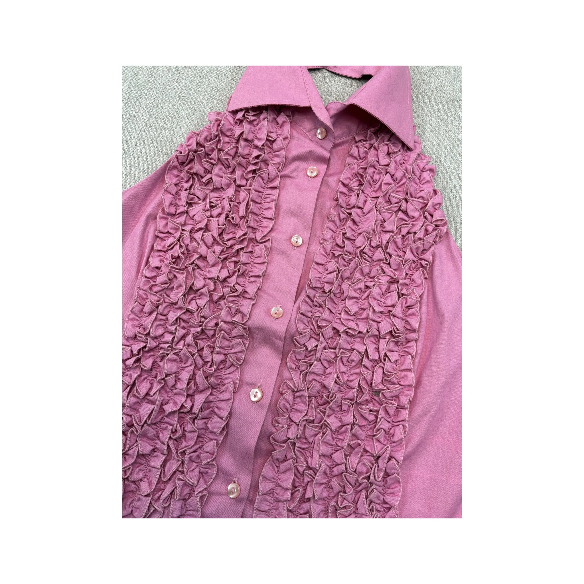 Blusa Nara Camicie em algodão sem mangas com Folhos à Frente