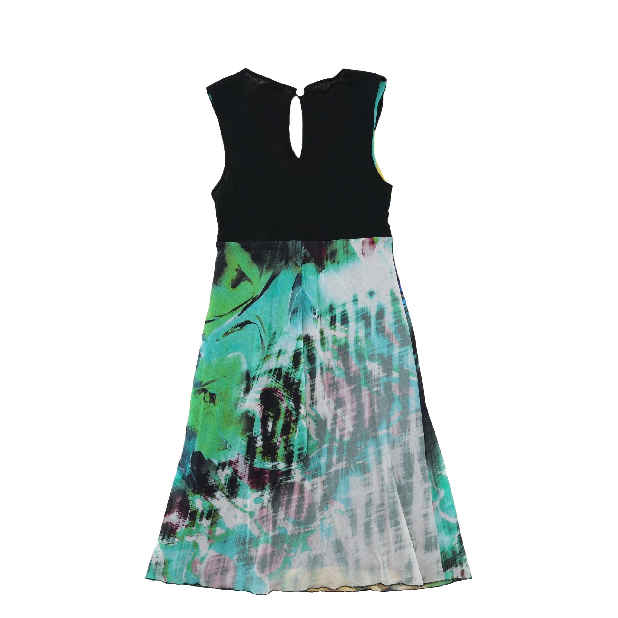 Abstract Print Sleeveless V-Neck Midi Dress Size 44