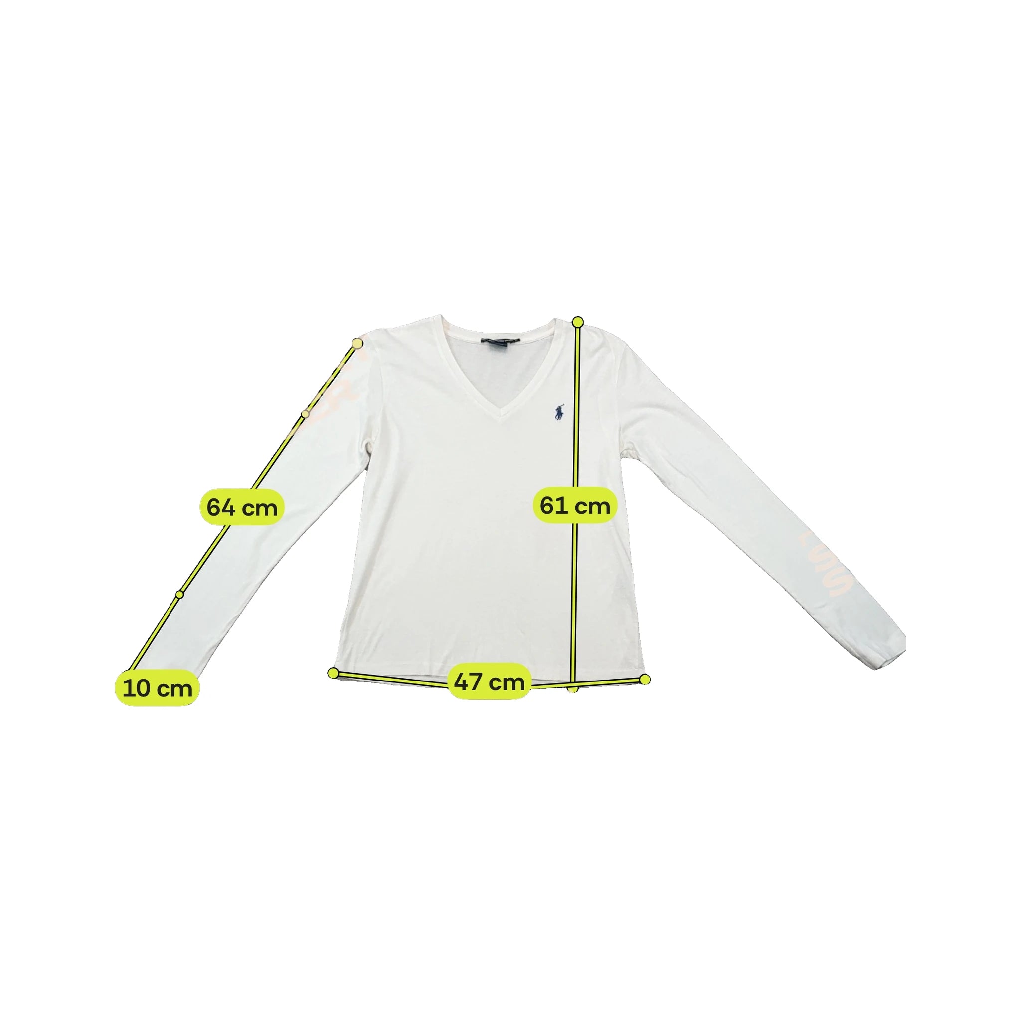 Ralph Lauren Sport White Long Sleeve V-Neck Cotton T-Shirt