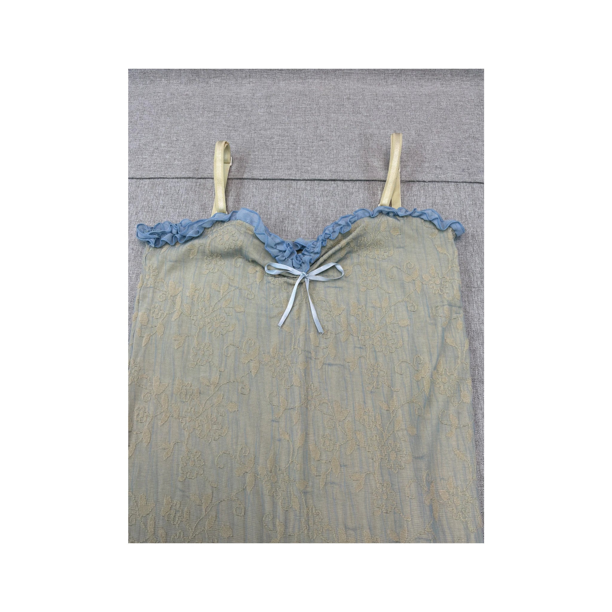 Crucilico Floral Textured Ruched Ruffle Slip Dress