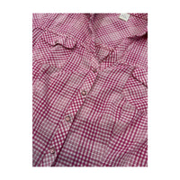 Women’s Pink Gingham Cotton Short-Sleeve Button-Up Shirt with Tie Front