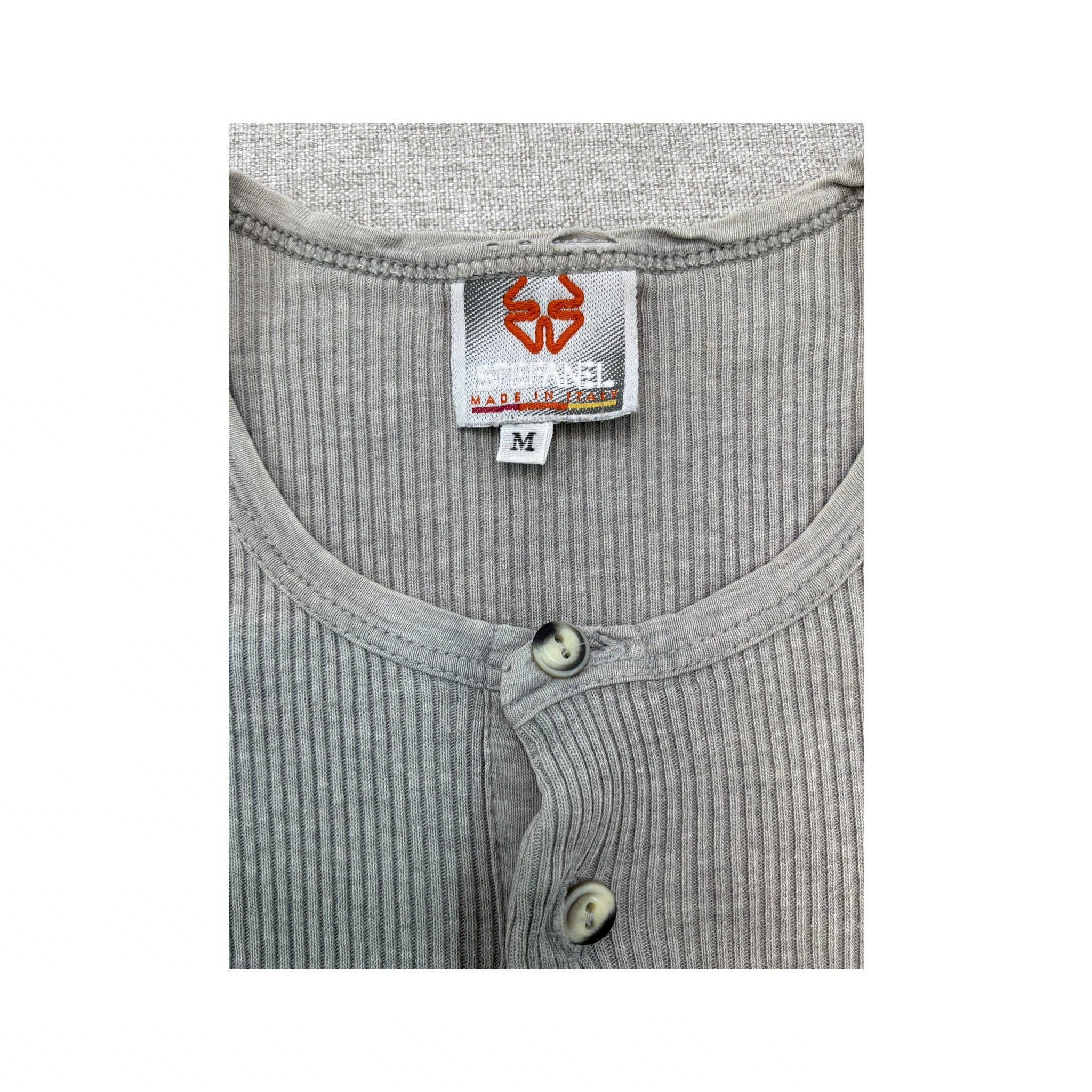 Stefanel Ribbed Henley Short Sleeve Shirt