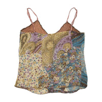 Misswan Patchwork Paisley Floral Tie-Front Tank Top