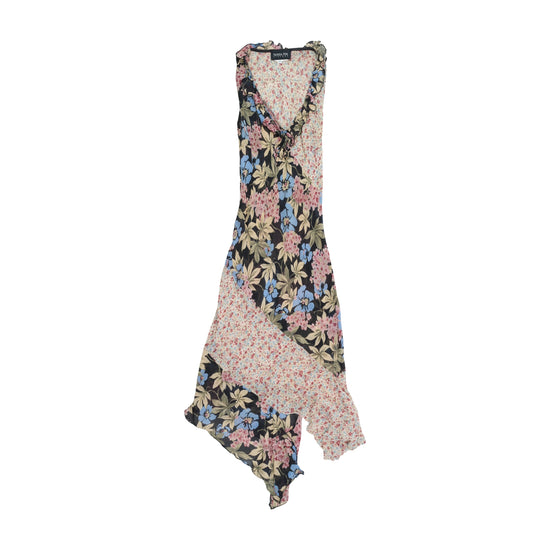 Patrizia Pepe Floral Ruffle Trim Asymmetrical Maxi Dress