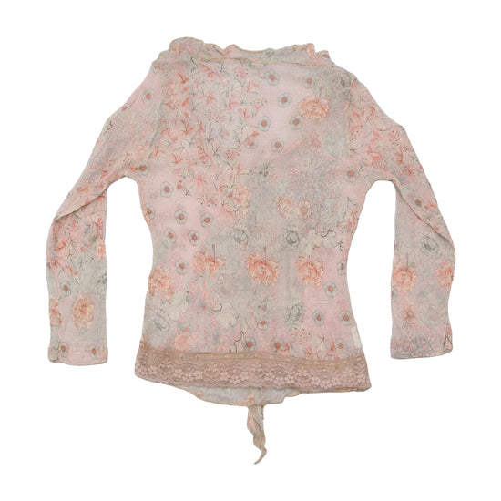 United Colors of Benetton Floral Ruffle Tie Front Blouse