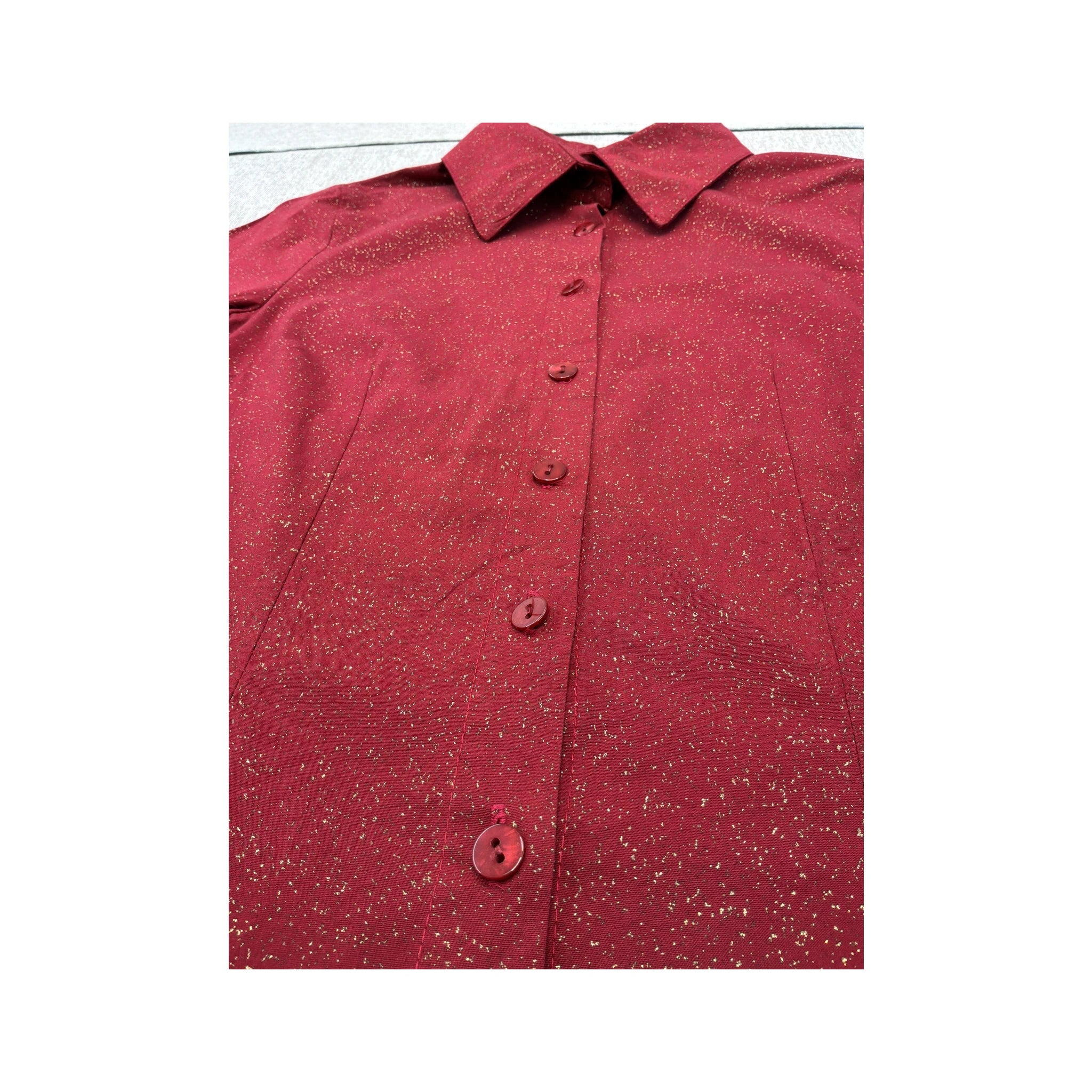 Vintage Red Gold Lurex Fitted Button Up Shirt