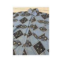 Camisa vintage de Manga curta com estampado geométrico