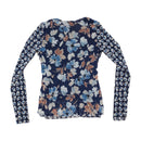 Bighet Sheer Ruffle Trim Floral Mesh Blouse (Repriced)