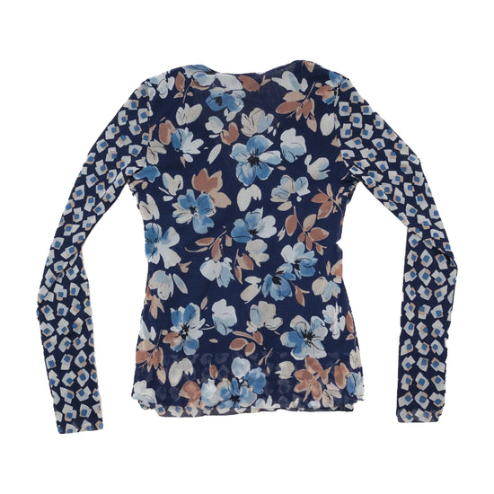 Blusa Transparente Bighet em Rede floral com Acabamento de Folhos