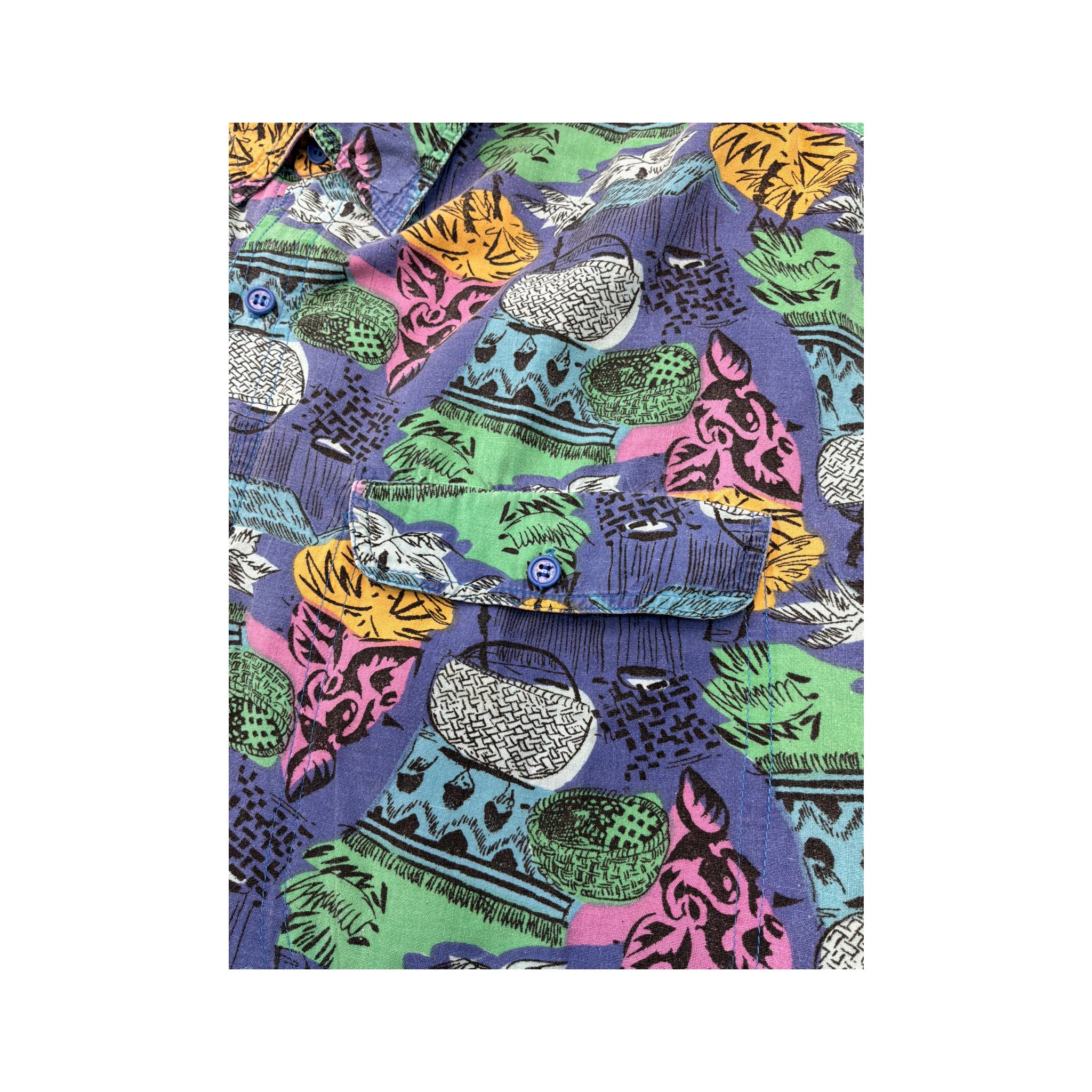 munari fabio for blitz Vintage Abstract Print Button Up Shirt