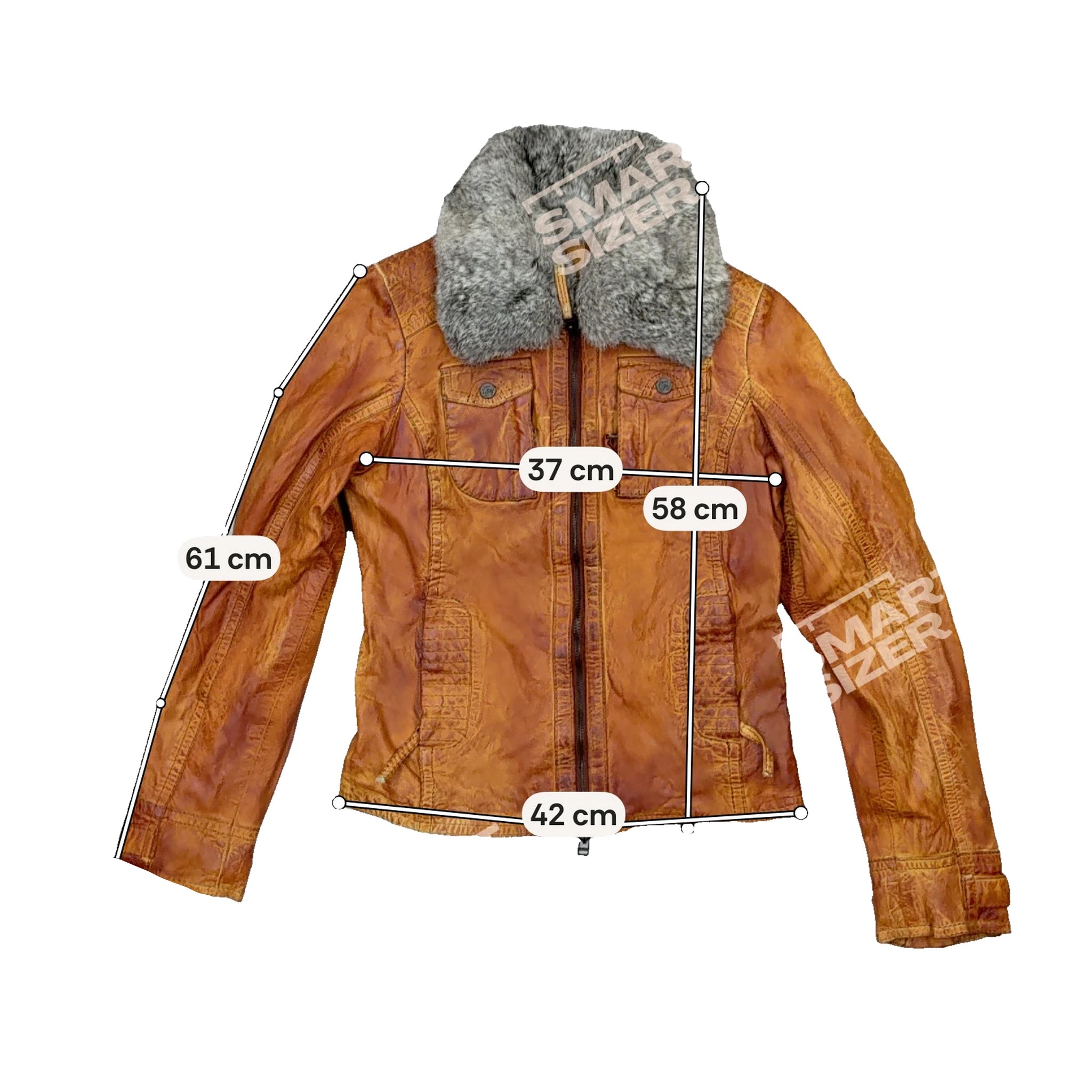 Brown/Orange Leather Jacket with Real Fur