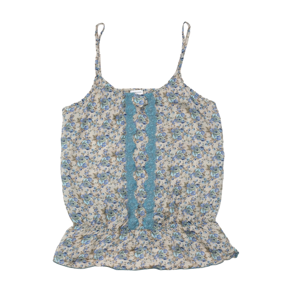 Intimissimi Blue Floral Lace Trim Tank Top