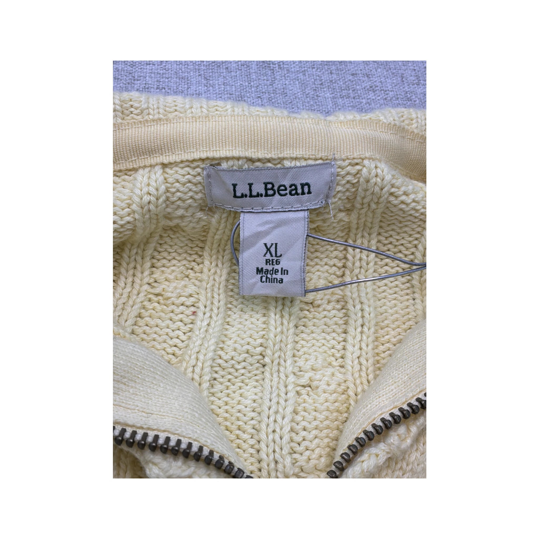 L.L.Bean Cable Knit Full-Zip Mock Neck Sweater (QUEMADA)