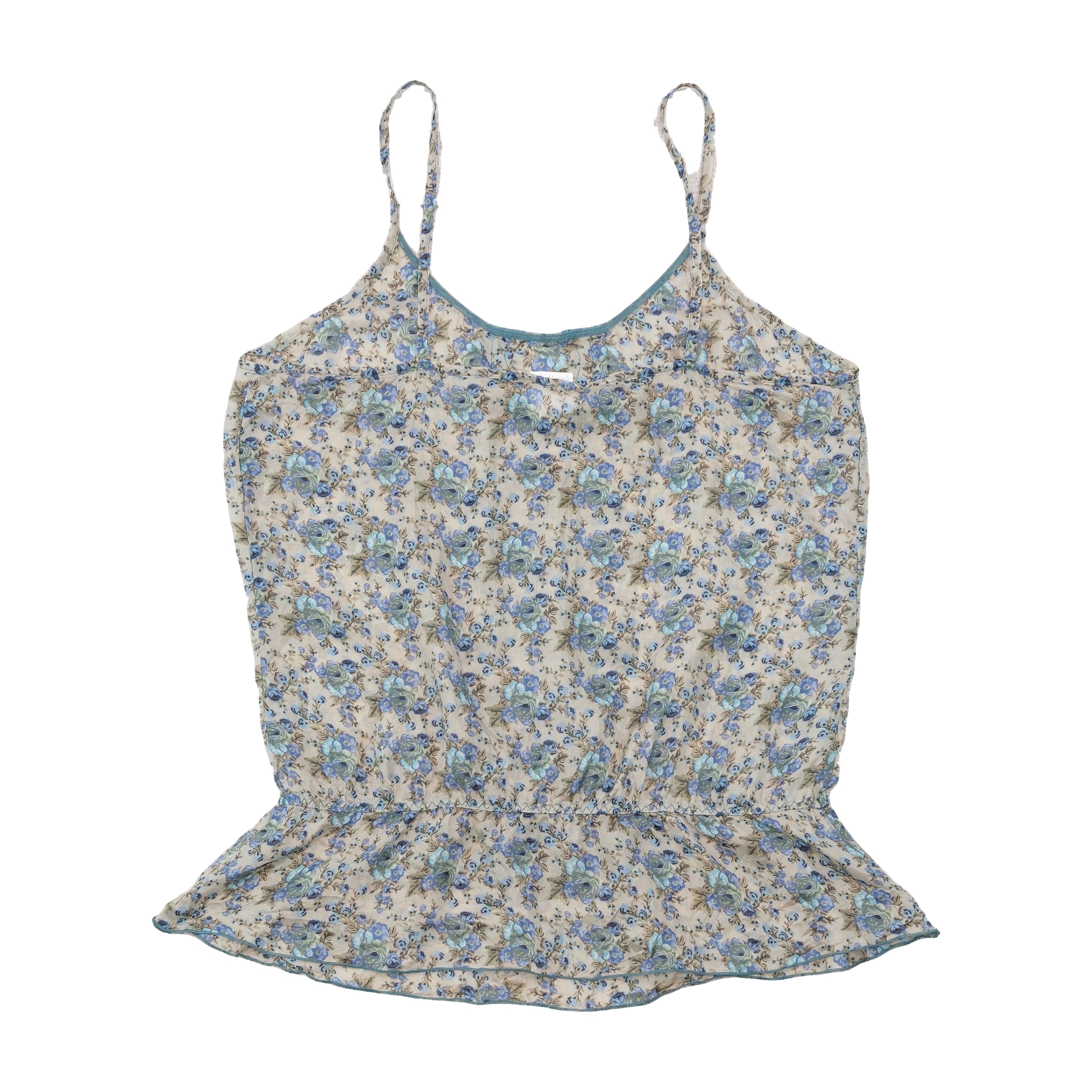 Intimissimi Blue Floral Lace Trim Tank Top
