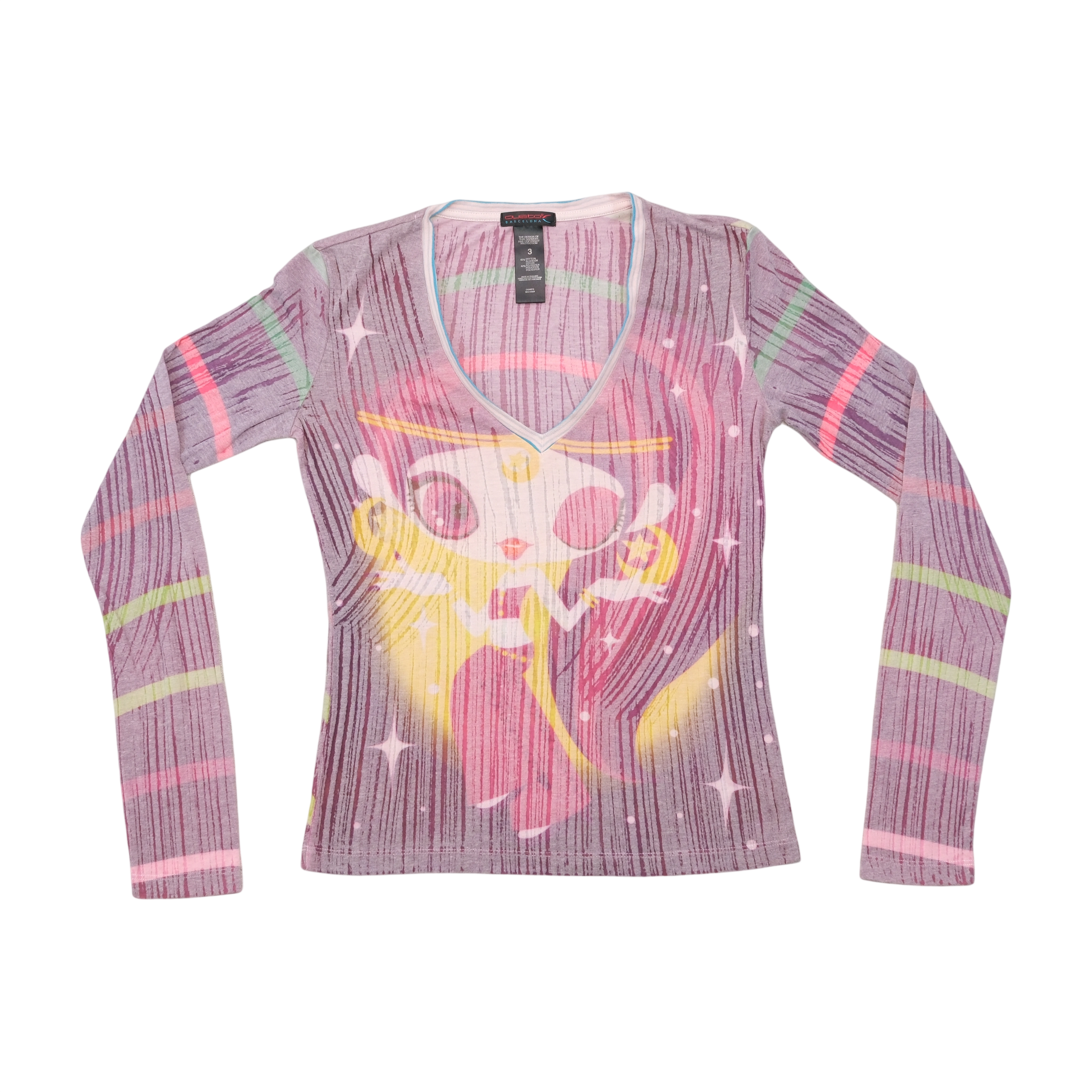 Custo Barcelona Graphic V-Neck Long Sleeve T-shirt