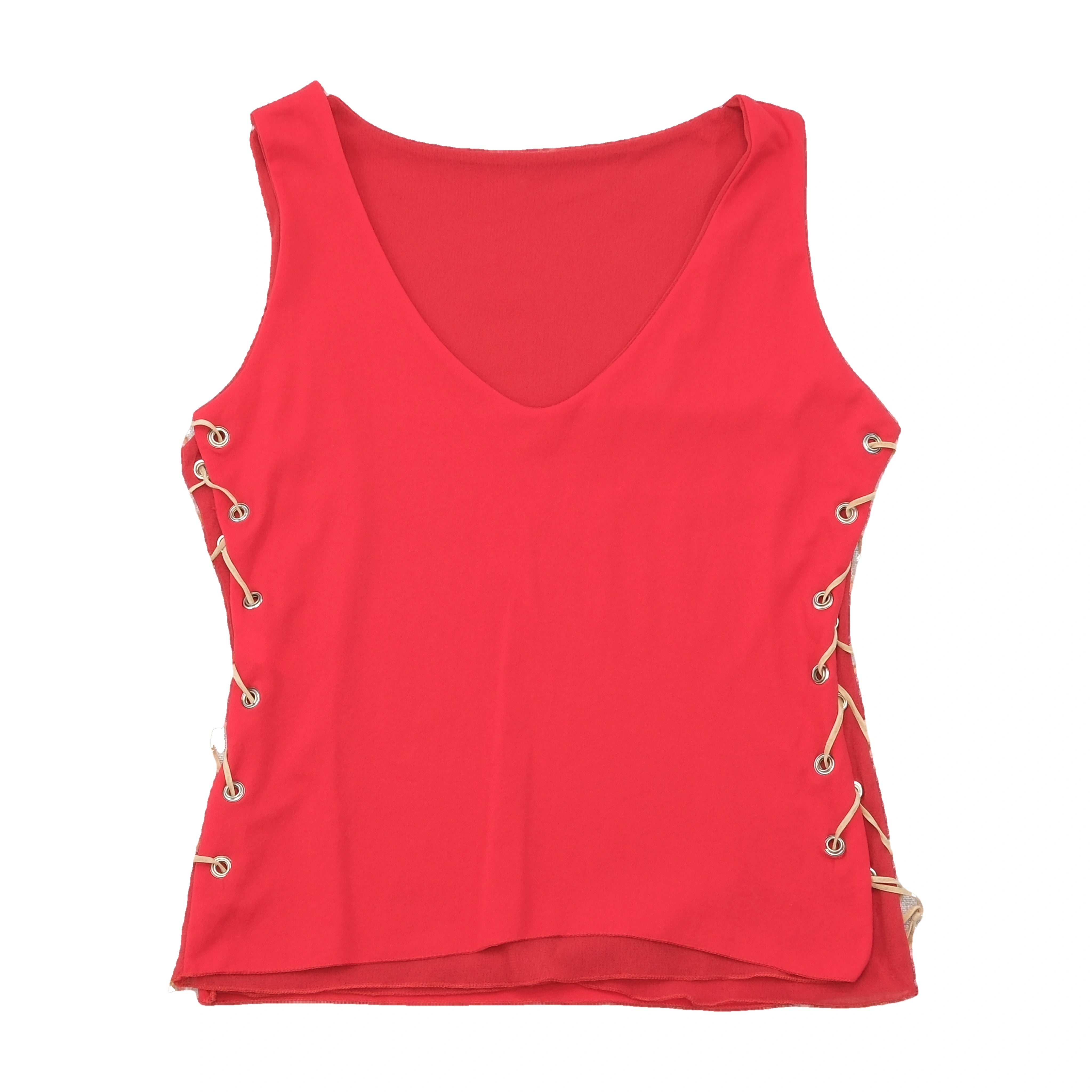 Vintage Red Side Lace-Up Tank Top