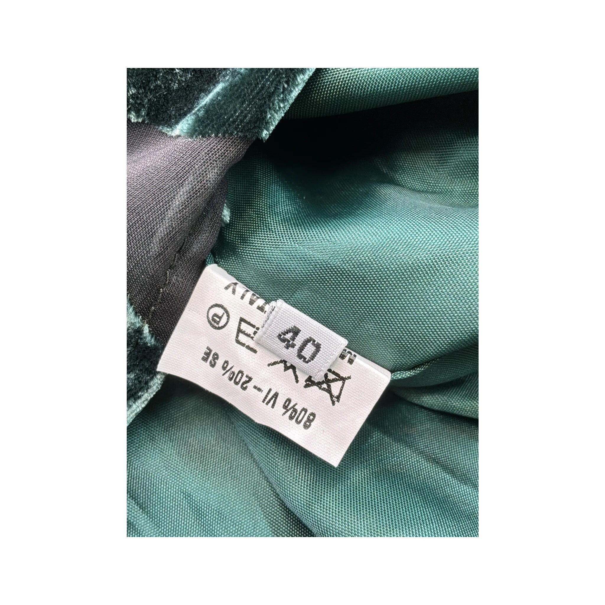 Abstract Burnout Green Velvet Slip Dress