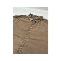 Attitude Brown Cotton Fine Wale Corduroy Button-Up Shirt