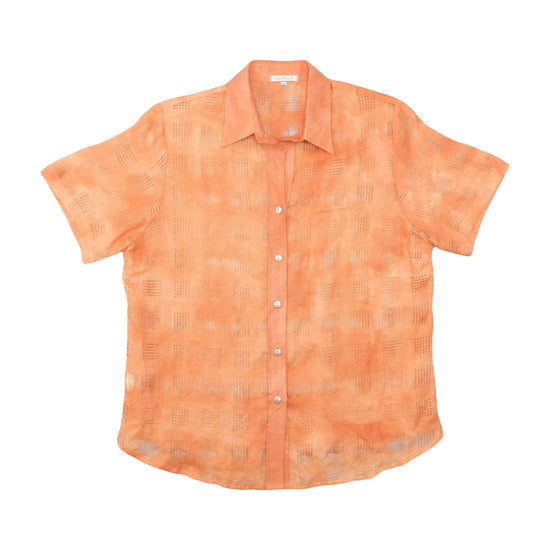 CANNELLA Orange Textured Short Sleeve Button Up Shirt