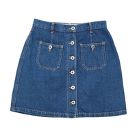 Arizona 100% Cotton Button Front Denim Mini Skirt