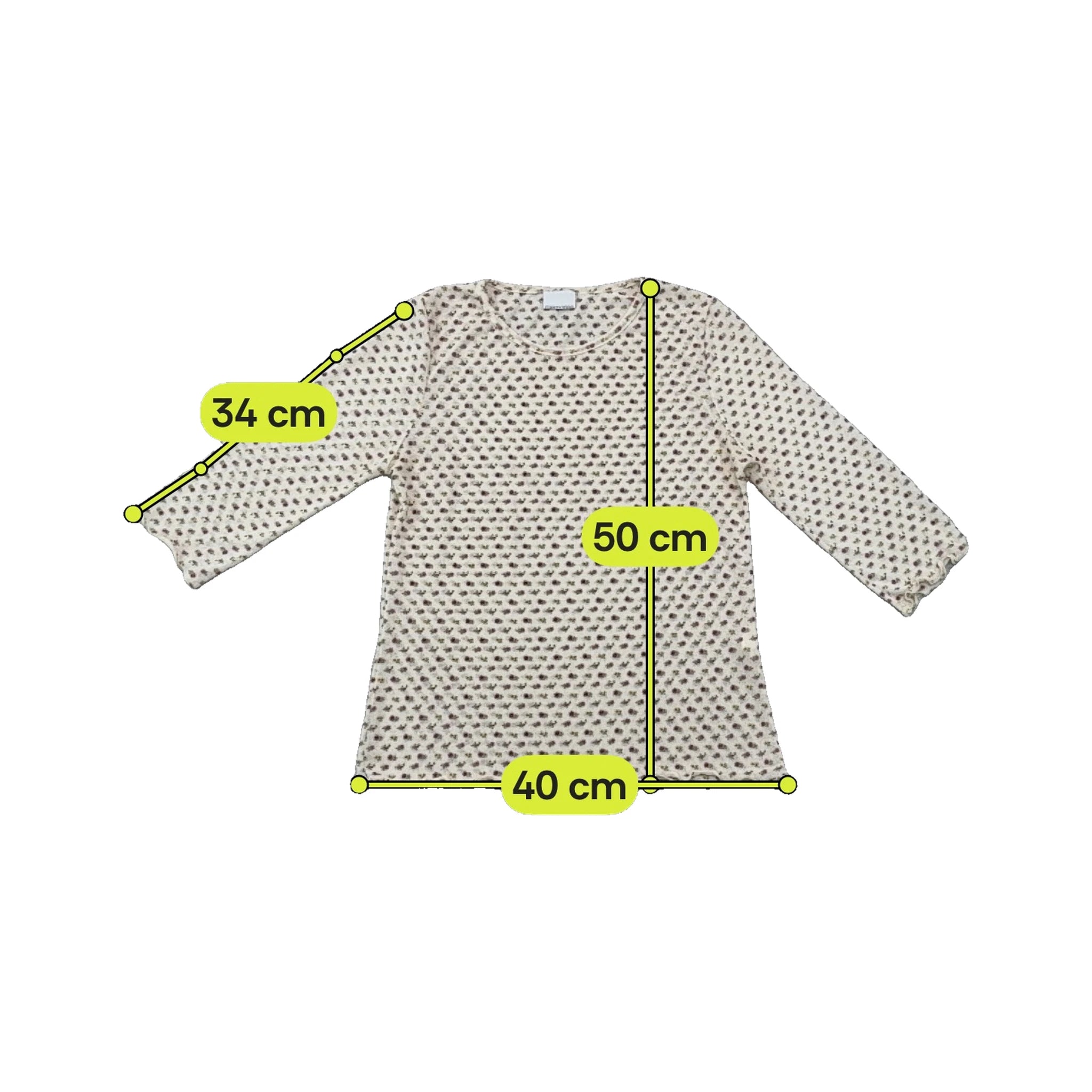 Memories Floral Lettuce Hem 3/4 Sleeve T-shirt