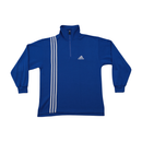 Adidas Vintage Blue 3-Stripe Quarter-Zip Cotton Sweater