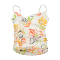 Sheer Floral Mesh Ruched Tank Top