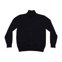 FABRICADO Na PRC Navy Full Zip Mock Neck Sweater with Elbow Patches