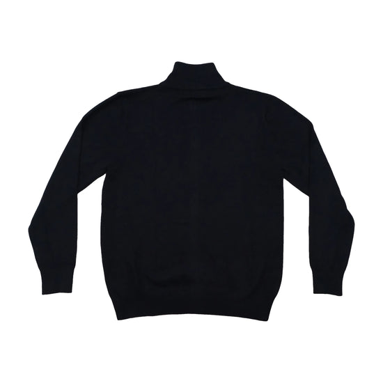 FABRICADO Na PRC Navy Full Zip Mock Neck Sweater with Elbow Patches