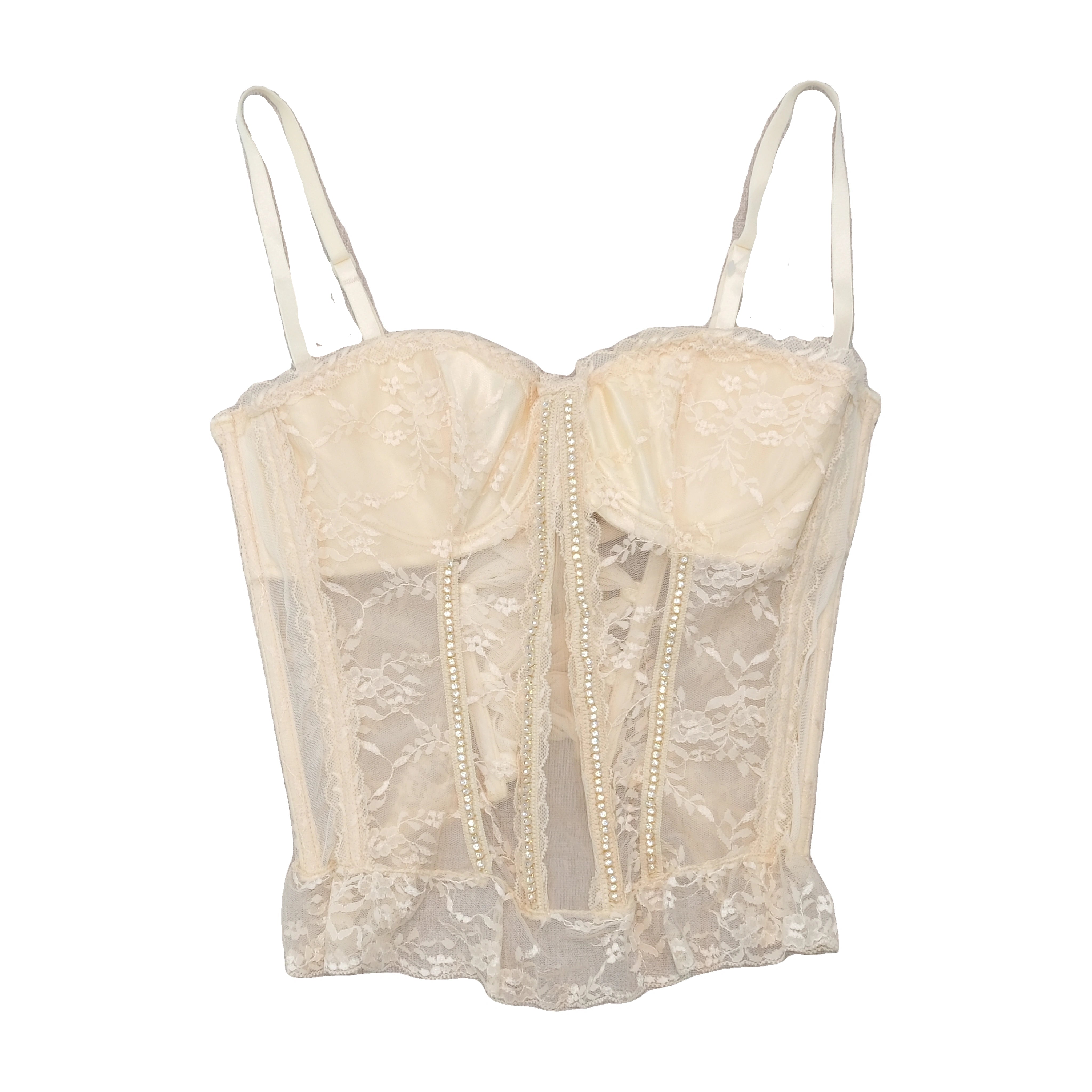 Charme Lace Rhinestone Corset Tank Top